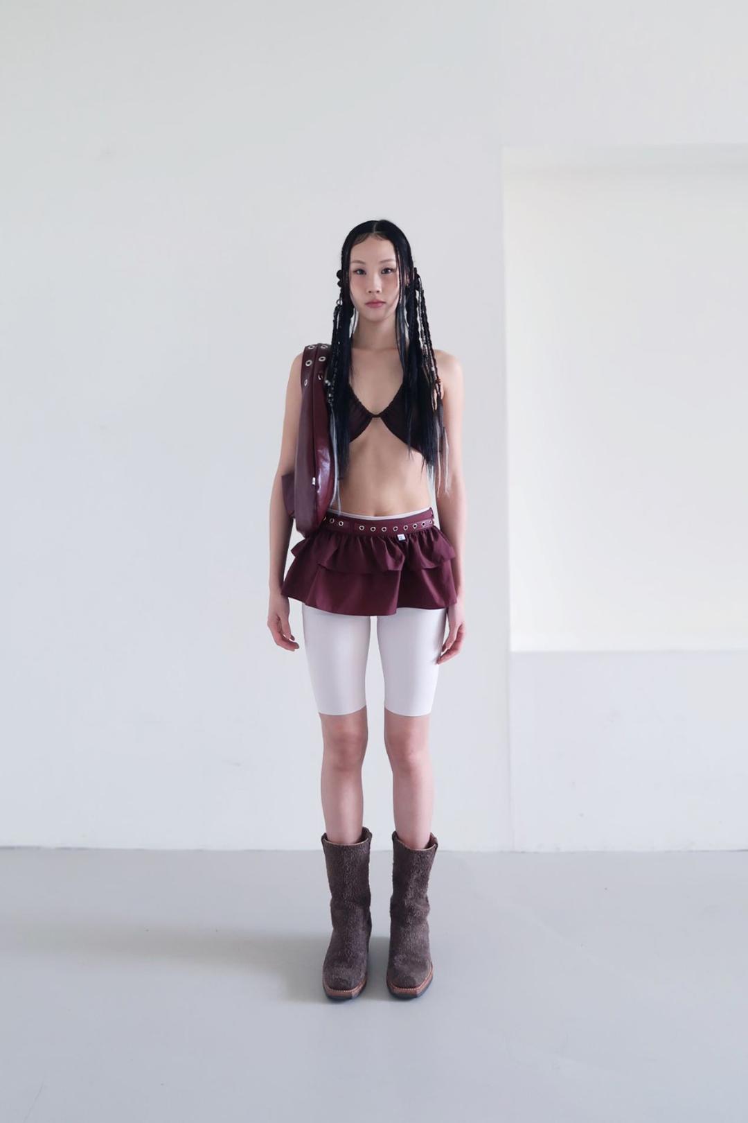 FRILL WRAP SKIRT - WINE