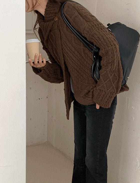 포더 케이블 투웨이 버튼 카라 가디건 (CD) - 3color