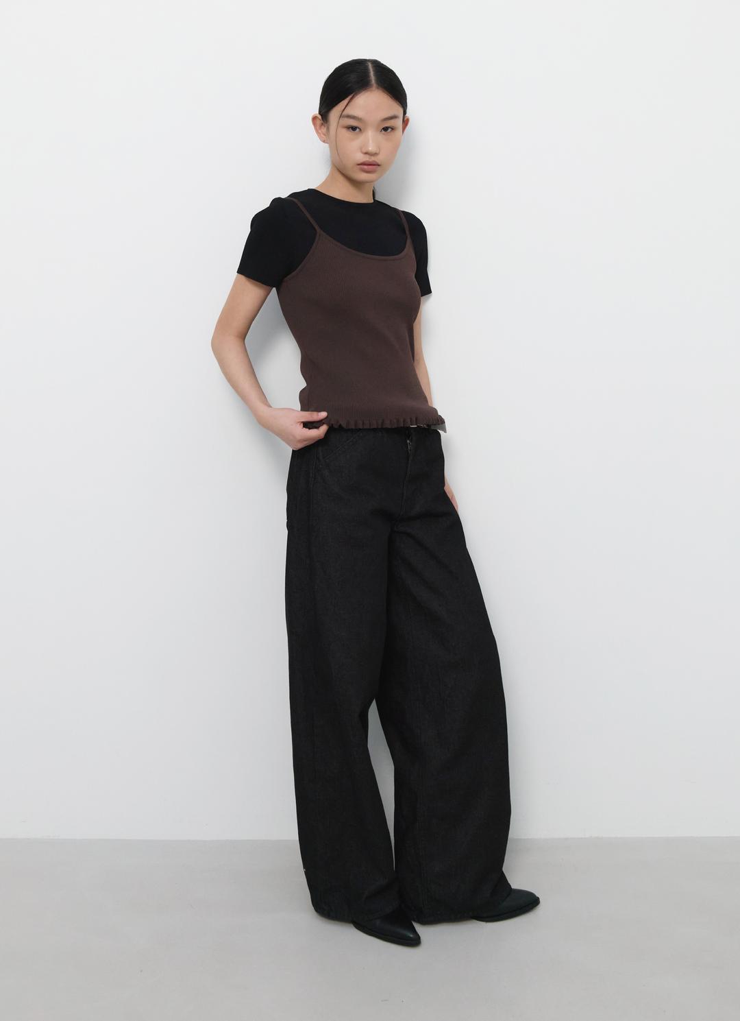 26SS WIDE CINCH-BACK JEAN / BLACK