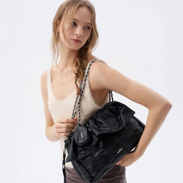 [26SS] 블랙 듀프스킨 숄더백 M AABA6E720BK