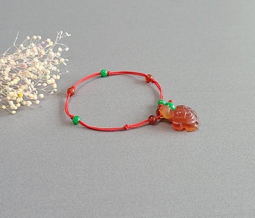 행운과 ﻿ 富부를 부르는 자마노 거북이&녹옥 매듭 팔찌