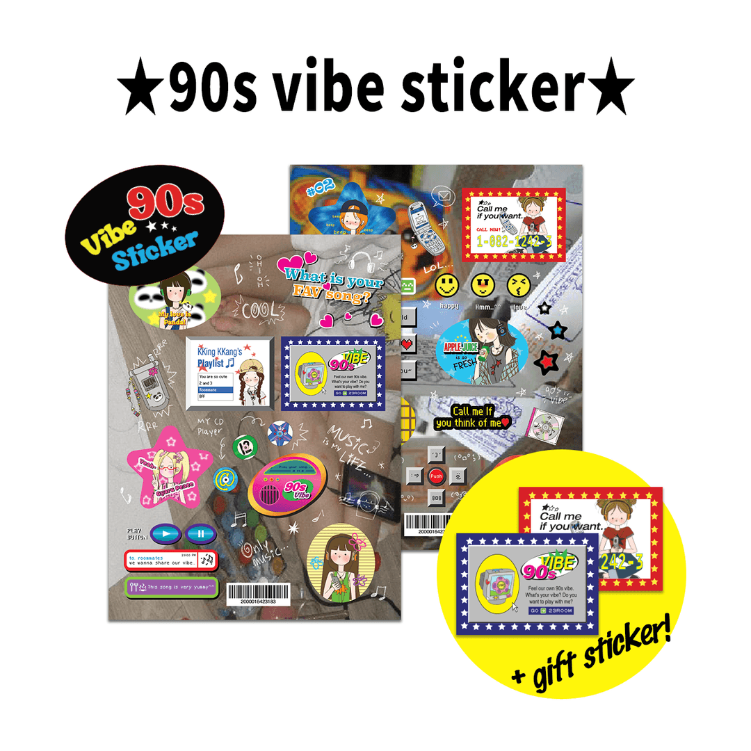 [23room] 90s vibe sticker★ (3types)