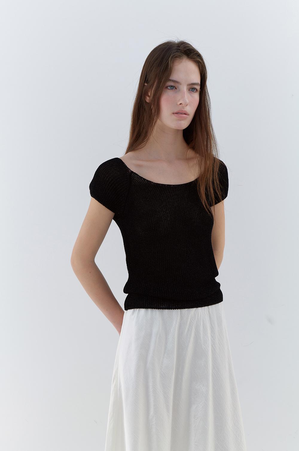 Nadia Cap-Sleeve Top in Black