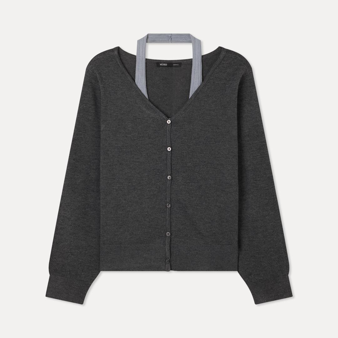 미쏘 홀터넥 레이어드 루즈핏 가디건_MIWCKG306T