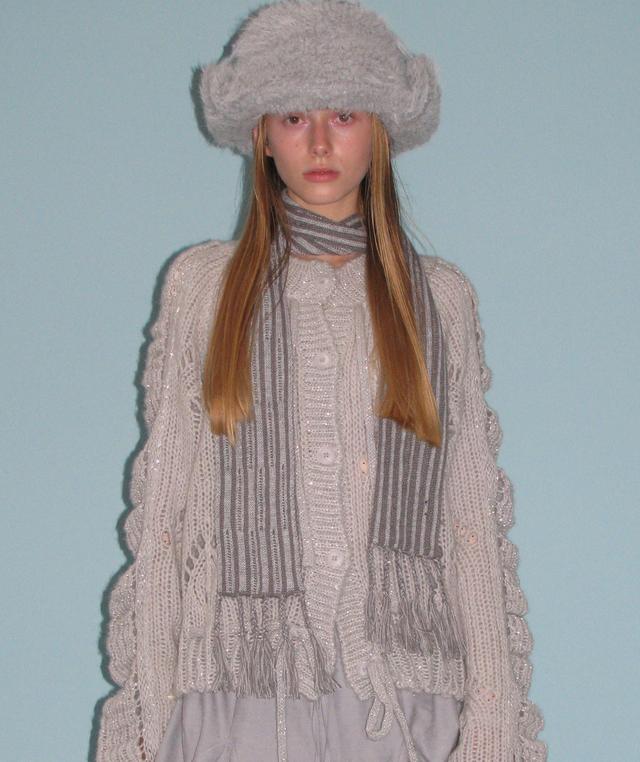 Glittered Knit Cardigan [Gray]