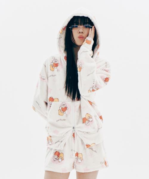 유희(YOUHEE)  YOUHEE X LITTLE TWIN STAR GRAPHIC TERRY HOOD ZIP-UP SET UP IVORY - 사이즈 & 후기 | 무신사
