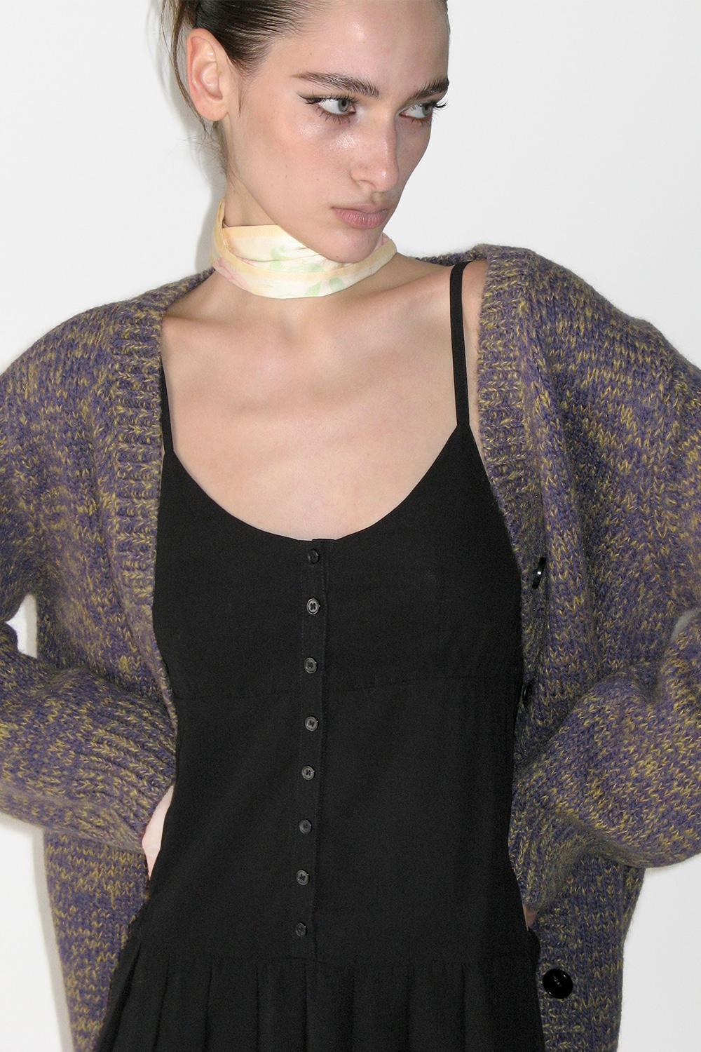 Mohair Blended Overfit Cardigan, PURPLE