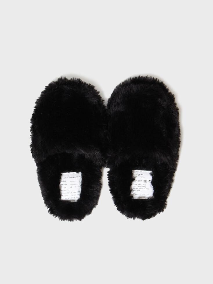 Faux fur shoes 01 black