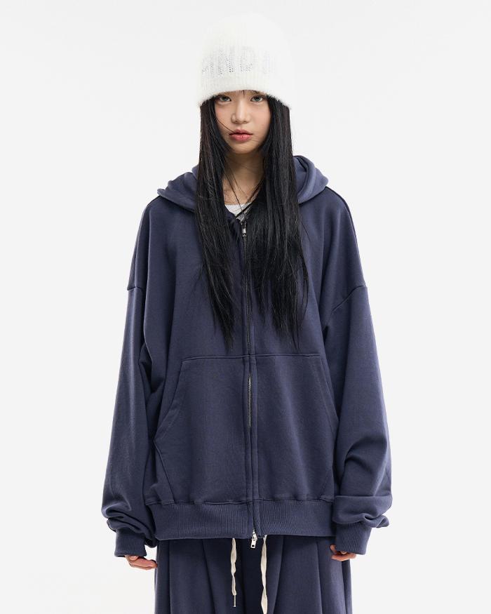 파리 오버 핏 스웻 후드 집업