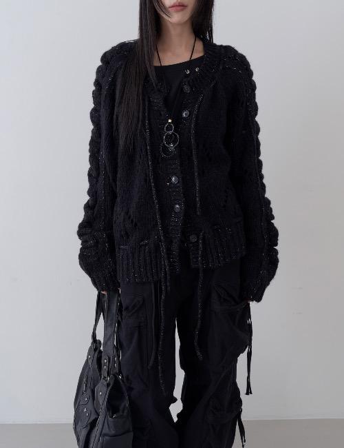 로웨어 wool scotch pearll knit cardigan