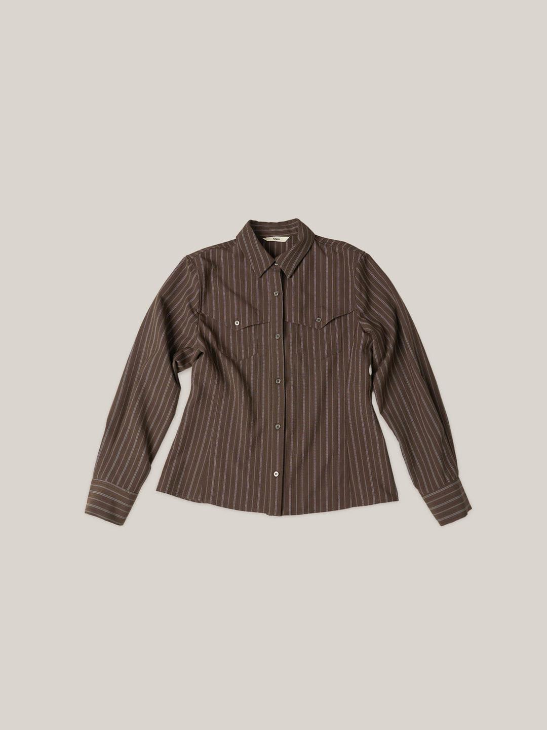 STRIPE WESTERN SHIRTS  [ BROWN ]
