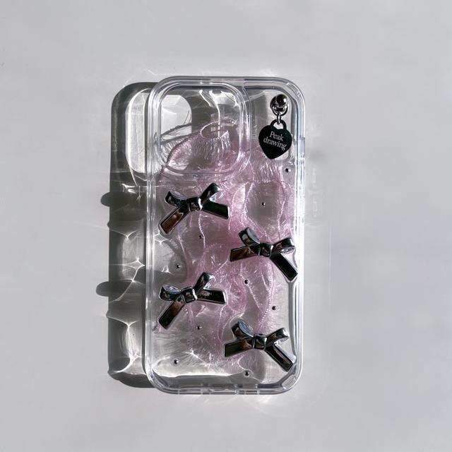 [New 10%] Silver ribbon heart resin jelly hard case (레진케이스)