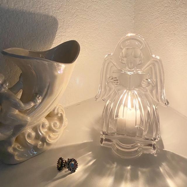 [중고] Mikasa Glass Angel Candleholder 미카사 글라스 앤젤 캔들홀더