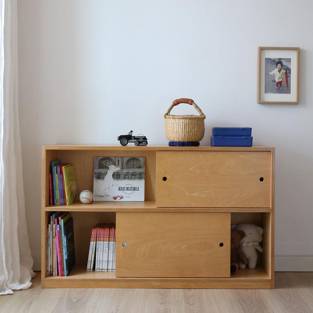 [심소자]자작합판 2단 미닫이 수납장(하부)