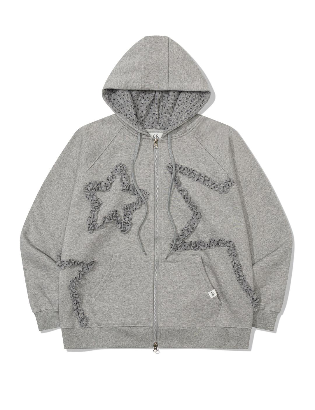 FLOWER STAR HOODED ZIPUP(GREY)