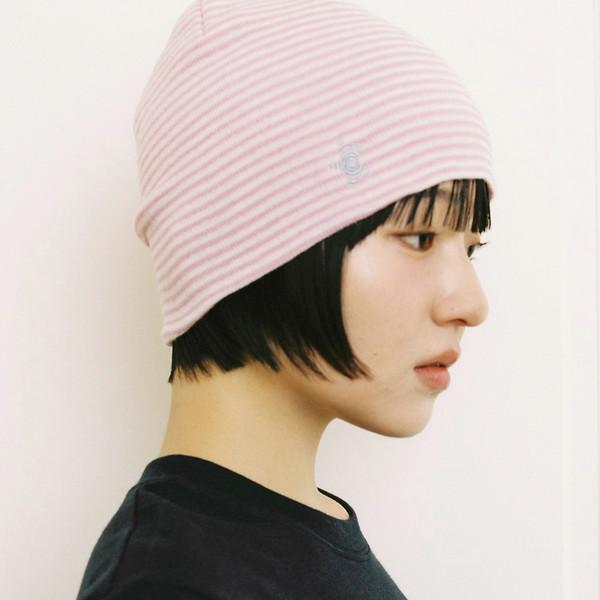 Twister Star Stripe Short Beanie - Pink/White