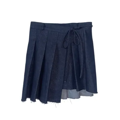 랩 플리츠 스트랩 리본 미디 스커트 (2color)