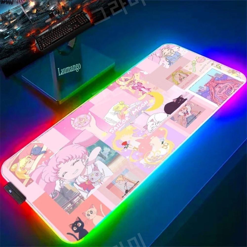 빛나는 세일러문 장패드 게이머 키보드 백라이트 데스크 마우스패드 RGB