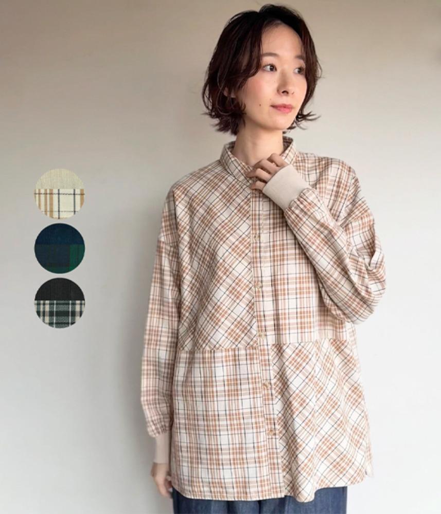 [JPN buying]  NONNO リリフ mayo check front open tunic shirts / 3 colors