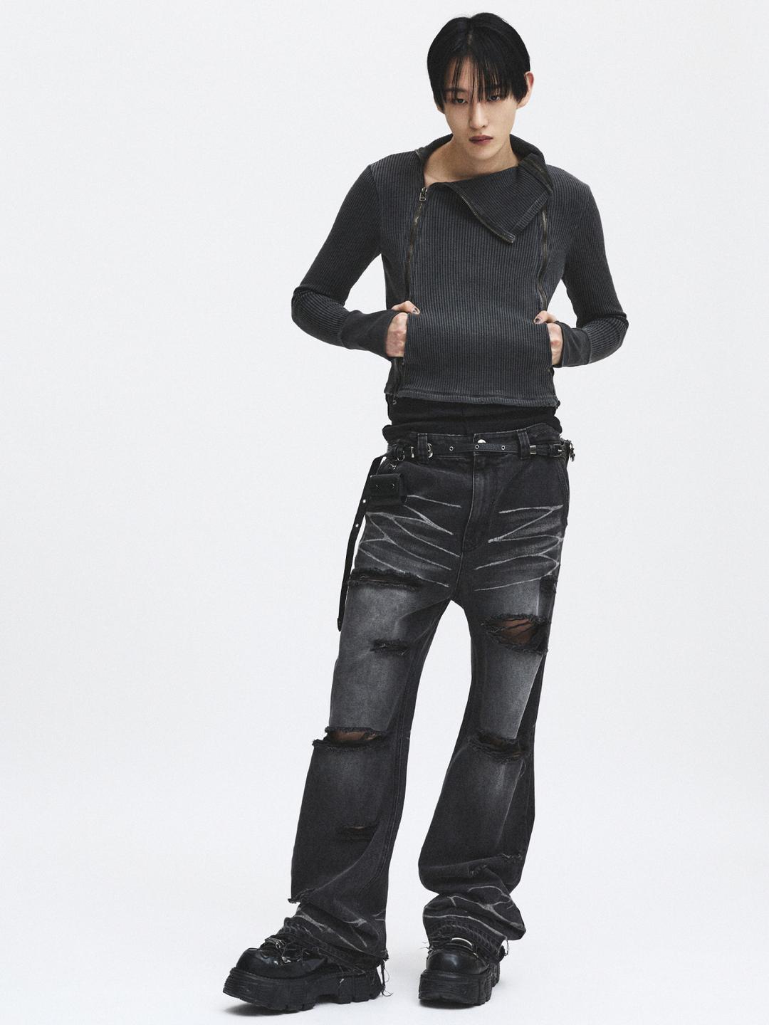 [RESTOCK 03.30] Dual Zipper Waffle Thermal Zip-Up_[Charcoal]