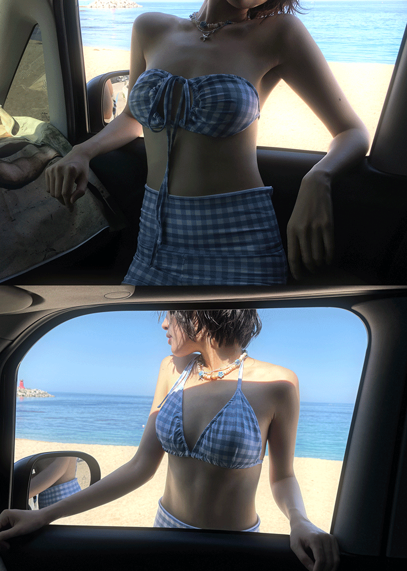 이오엔 CHECK LOW SHORTS BIKINI (2color)