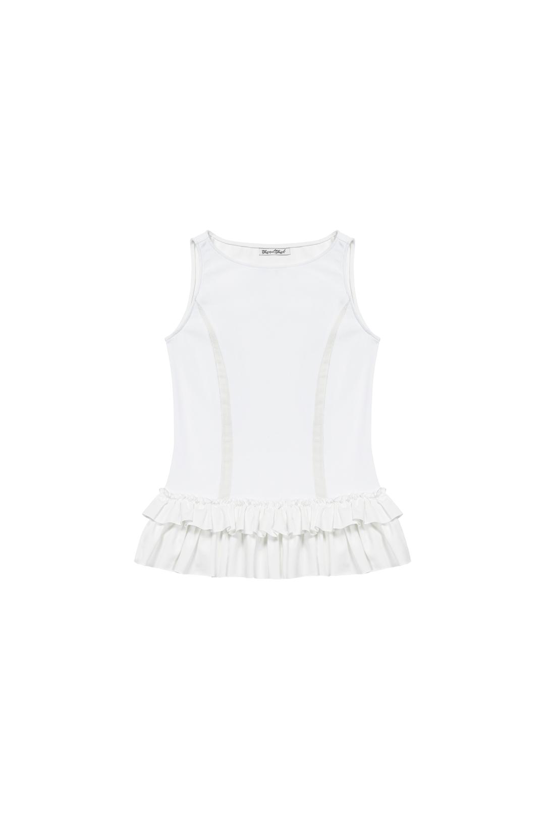 Slit frill sleeveless (White)