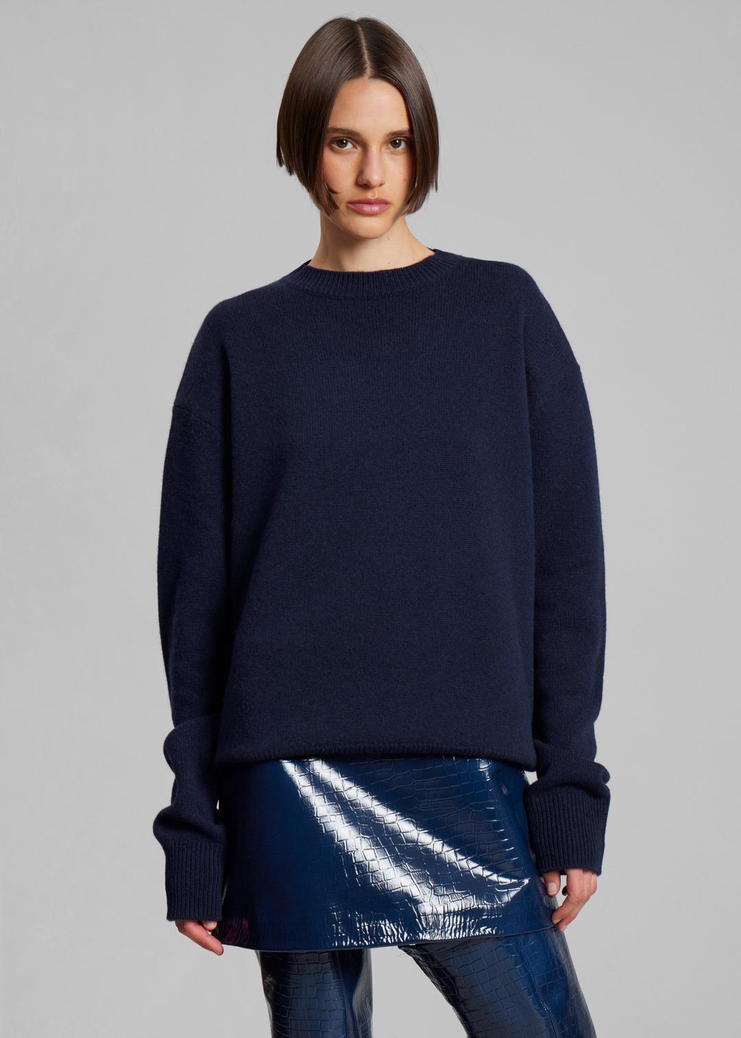 Rafaela Padded Knit Sweater - Navy - S