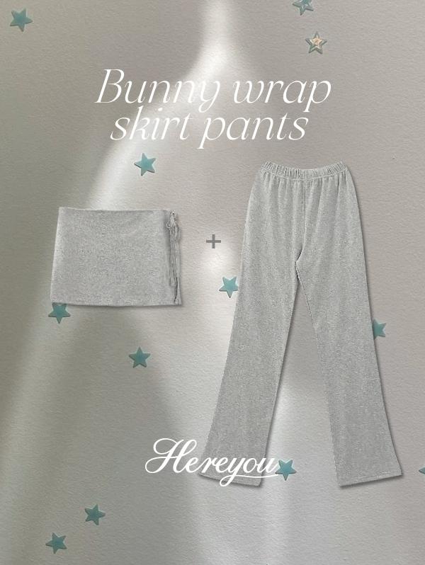 유리에 2단기장🐰 [here you] 버니 랩 스커트 pants - 4color (치마레깅스/부츠컷/가을팬츠/데일리/러블리/페미닌/기장분리)