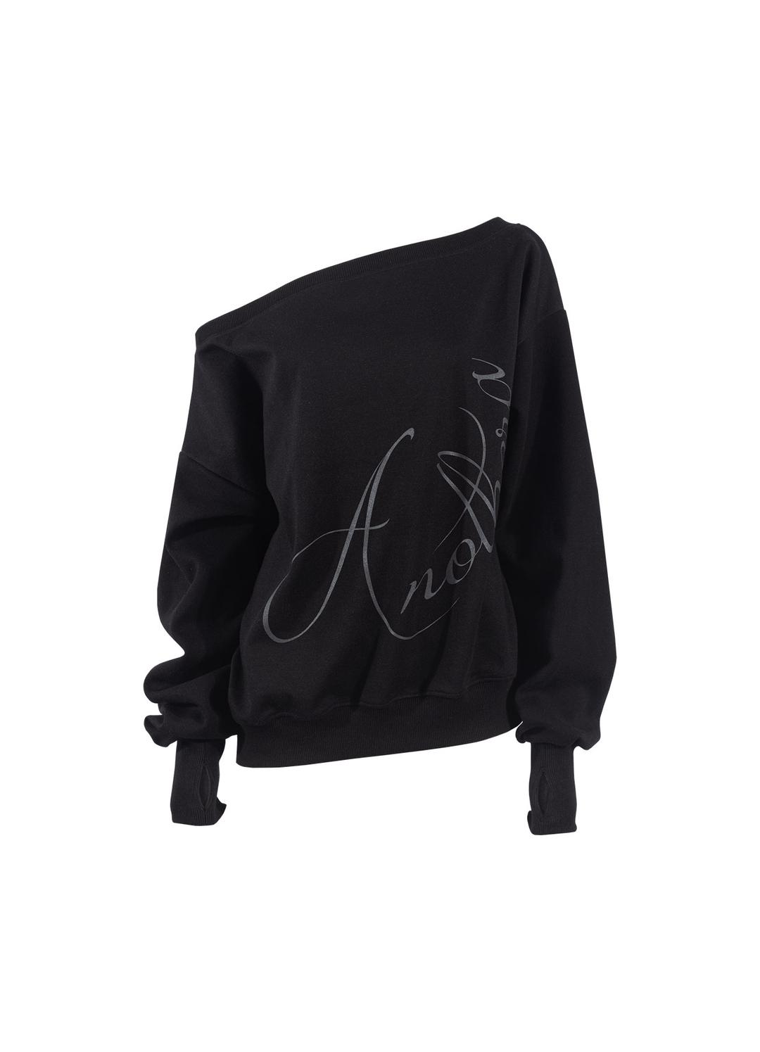 어나더에이 오프숄더 맨투맨_블랙