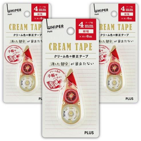 플러스 화이퍼 쁘띠 크림테이프 4mm WH-814Y, 레드, 3개 - 수정테이프 | 쿠팡