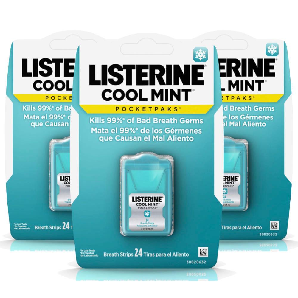 리스테린 포켓 팩 브레스 스트립 쿨 민트 24매입 3개