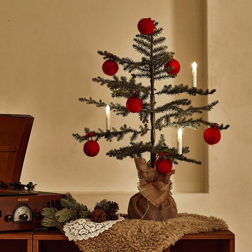 크리스마스 미니 트리 장식 데코 볼 전구 오너먼트 세트 레드