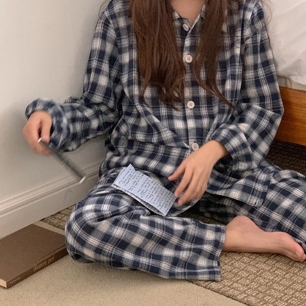 J’eu 코넬 타탄체크 파자마세트 2size,2color