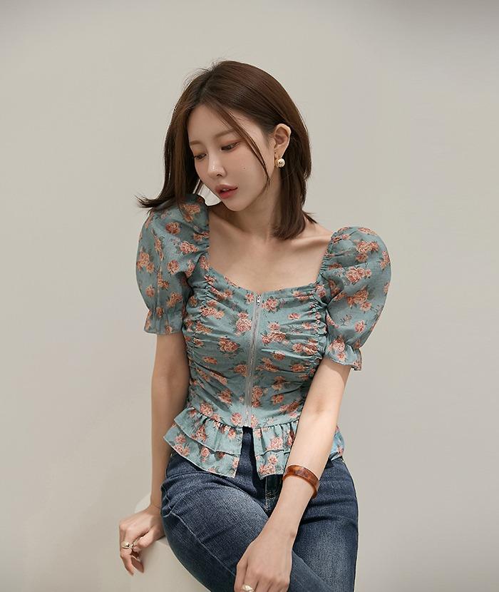 벤지꽃셔링블라우스