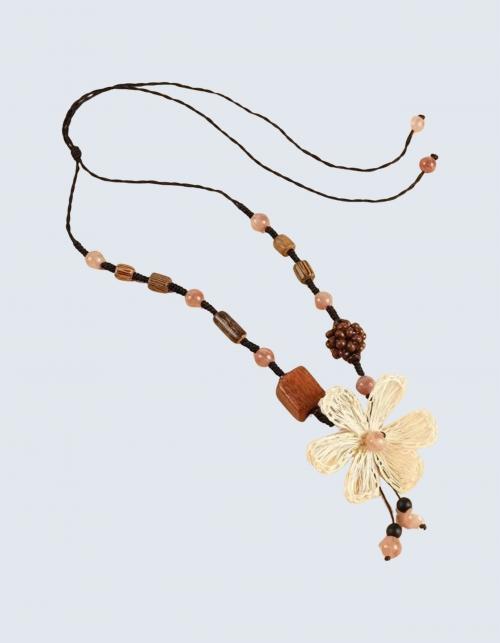 Flower Ethnic Wood Necklace