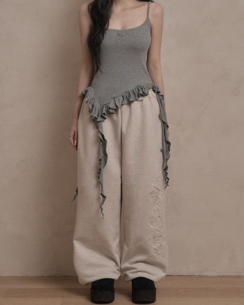 Lettering Jogger Pants (oatmeal)