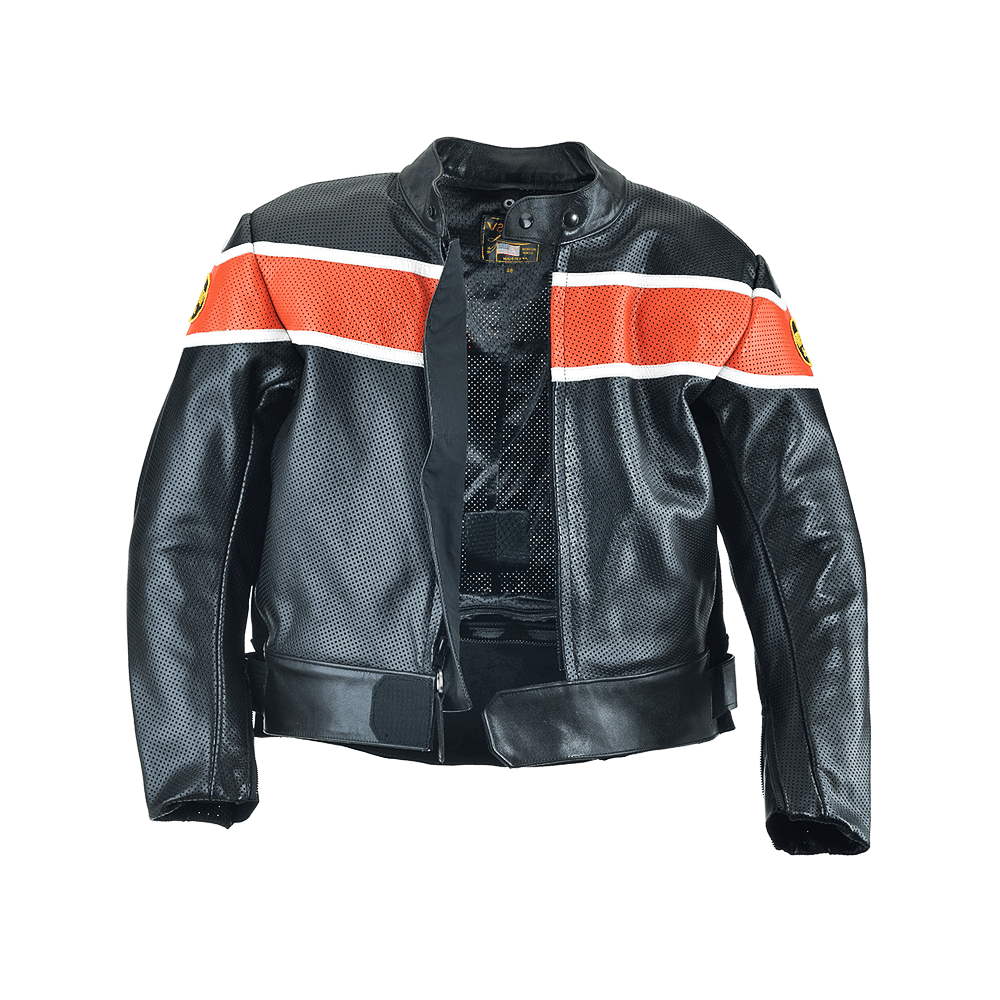 ProPerf Stallion Motorcycle Jacket - Perforated Leather Sport-Rider Jacket with Race Graphics and CE Approved FAS Armor