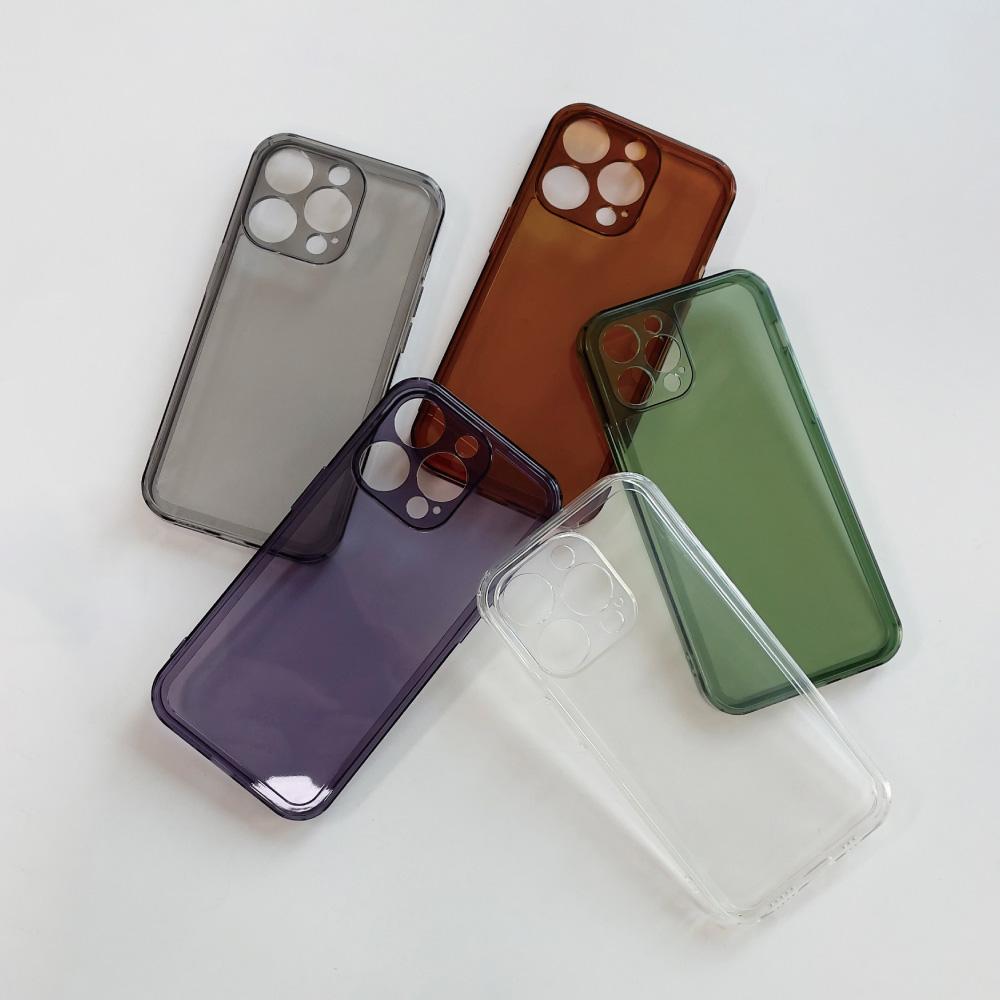 오펜트 (1+1) 아이폰 14 프로 클리어 투명 TPU 컬러 젤 케이스