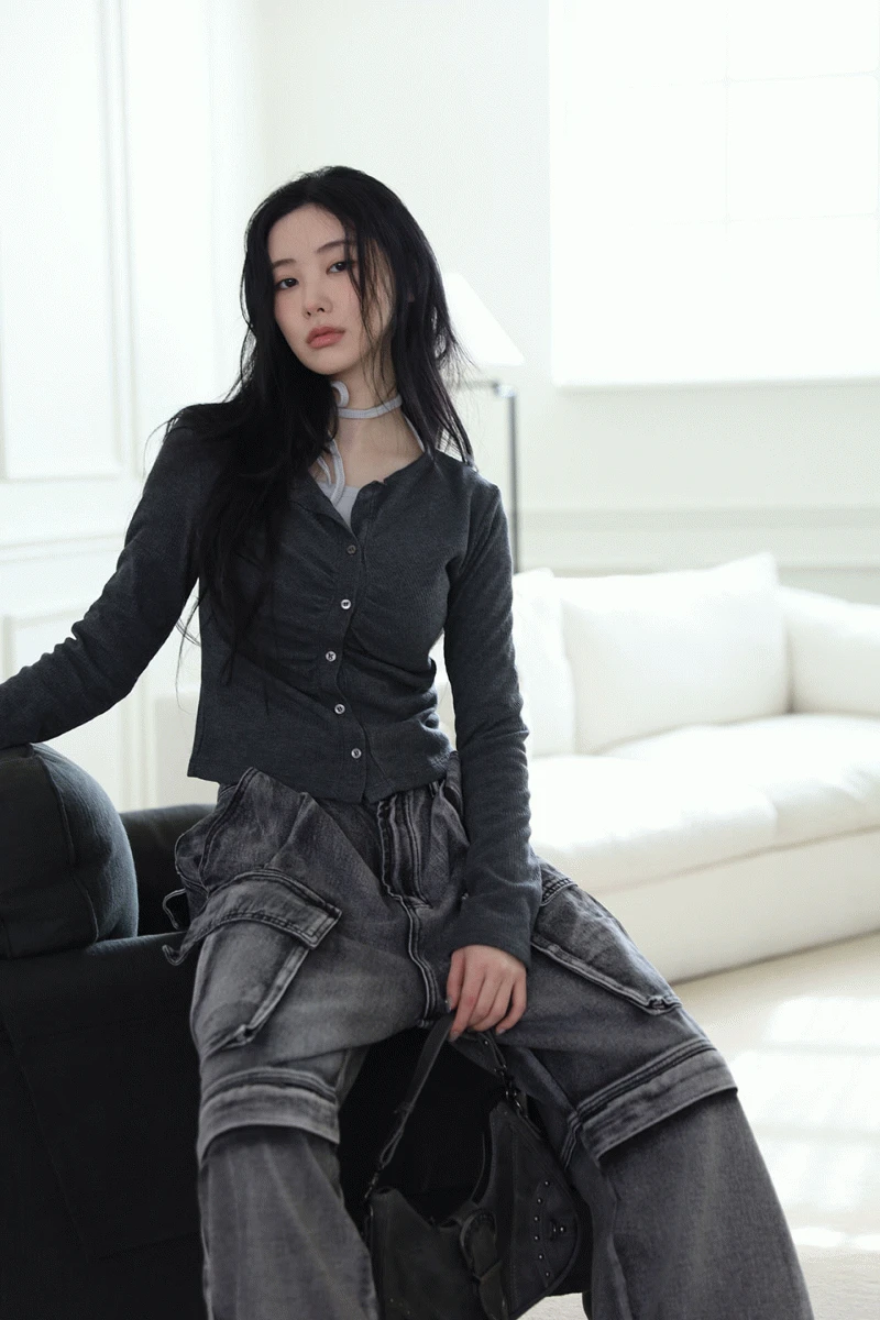 플리 골지 셔링 티