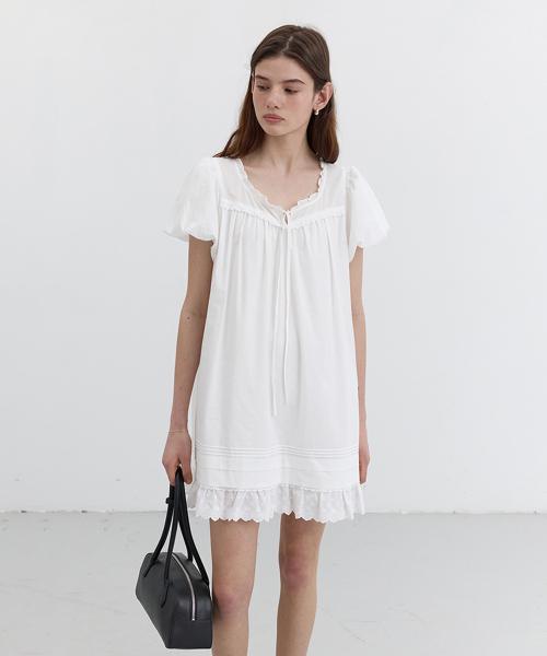 PUFF SHIRRING MINI DRESS_UDDR5B225_WHITE