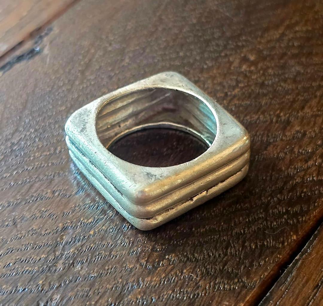 🇺🇸직선적 실루엣의 미드센츄리 실버 925 사각 링 | 후루츠패밀리