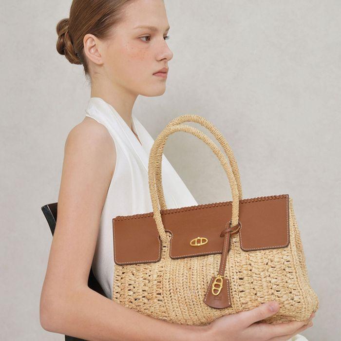 [RAFFIA] 브라운 라피아 토트백 M AABA5E805W2