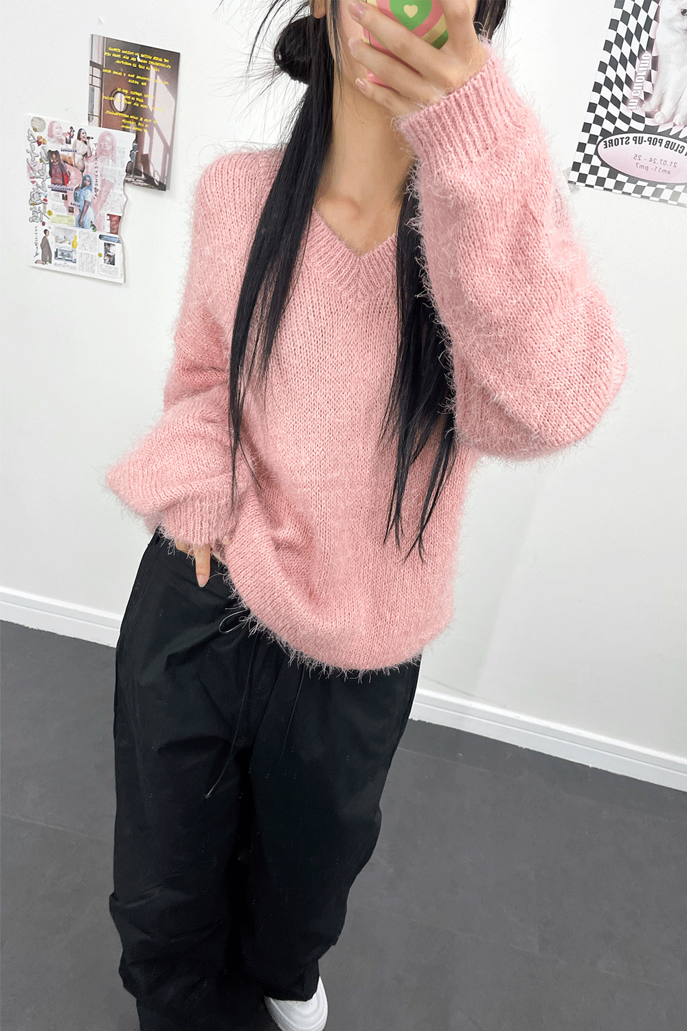 아쿠비클럽 sugar box V-neck knit (6colors)