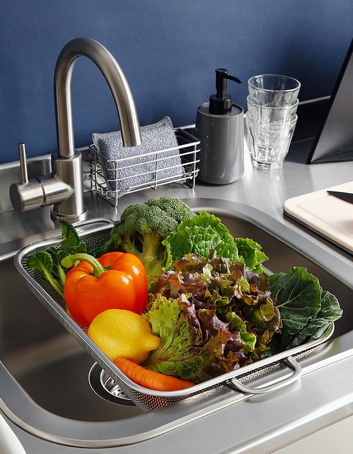 [싱크대 거치형] 스텐리스 손잡이 채반  2size