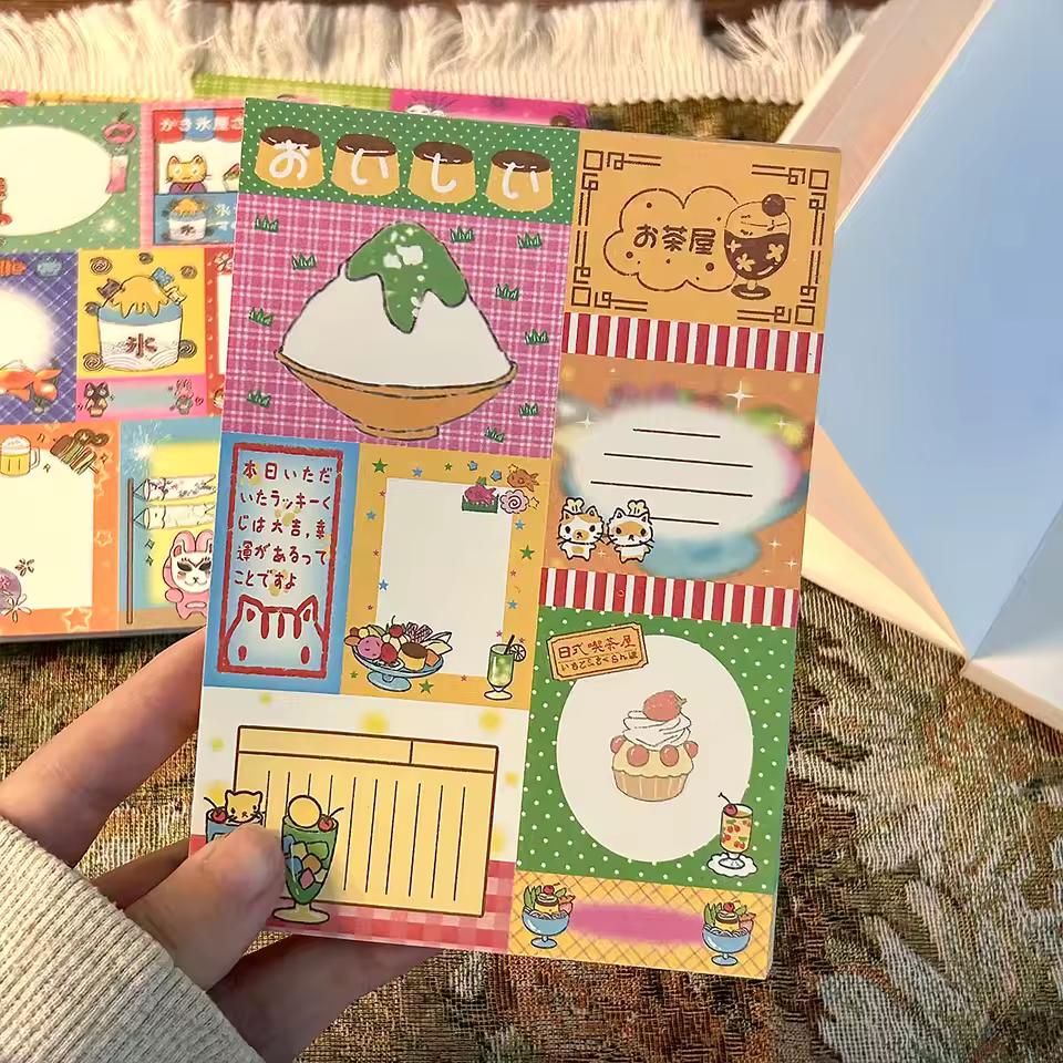 50 매 카와이 데코 메모 패드 메모 용 장식 노트 귀여운 종이 재료 예술 용 스크랩북 용품 Diy Journal Planner
