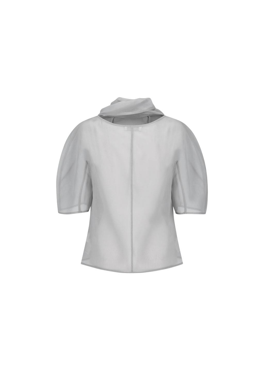 Knotted Collar Top, Grey
