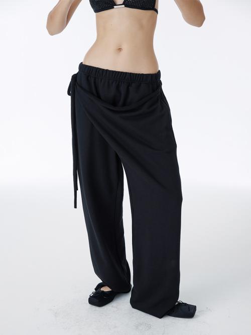 셔링 타이 스웻 팬츠 (블랙)