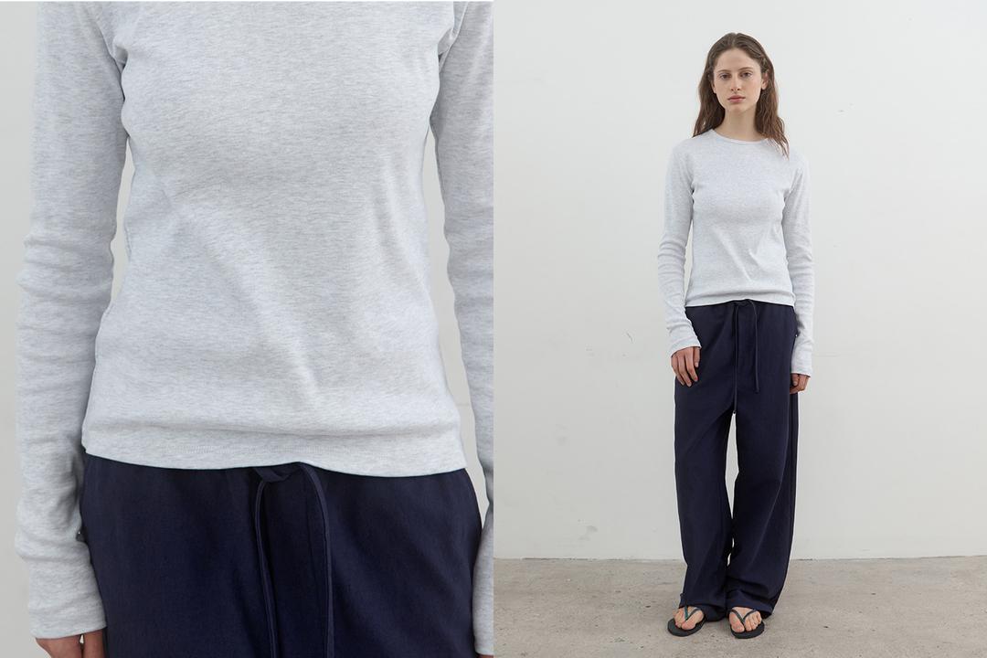 Essential cotton long sleeve (melange gray)