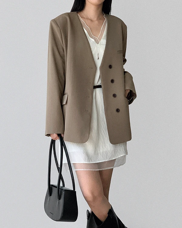 도인 오버핏 노카라 자켓