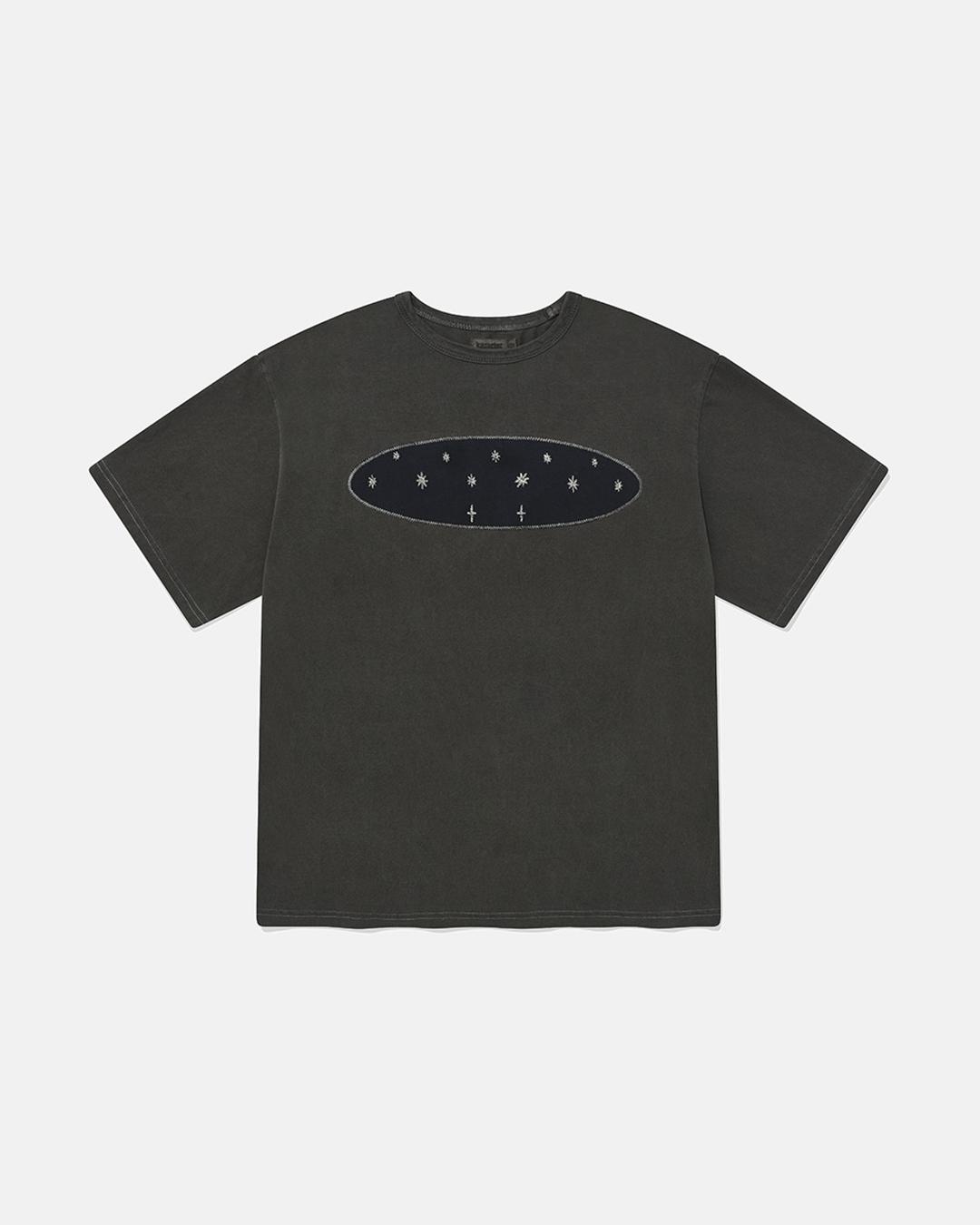 Starry pigment half T-shirts / Black charcoal